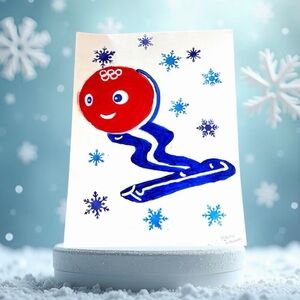 Red & Blue Olympic-Inspired Snowboard Art Print